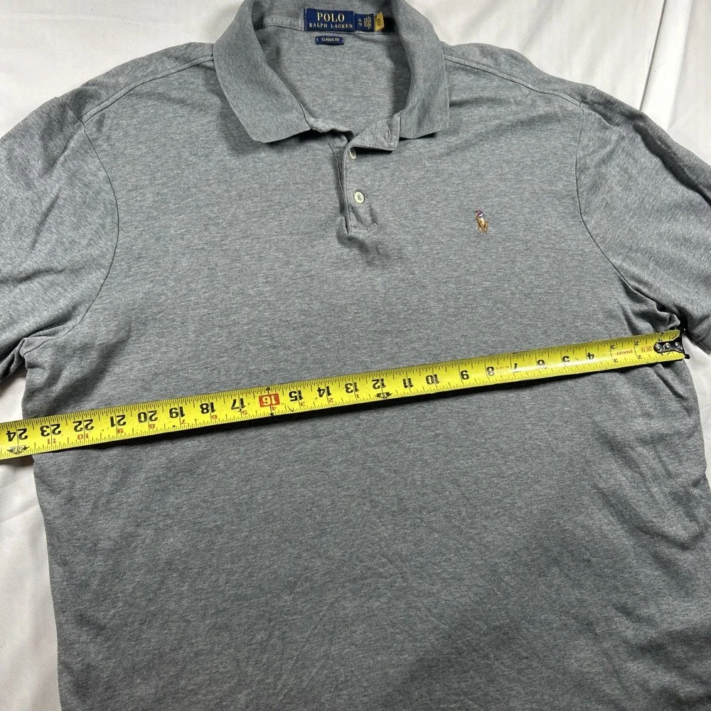 Polo Ralph Lauren Shirt Mens XL Gray Pima Soft Touch Short Sleeve Classic Fit